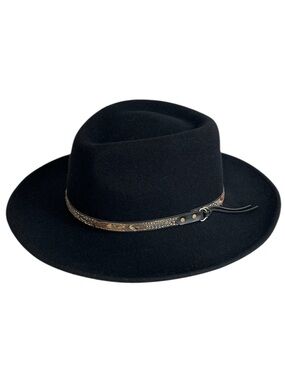 Golden Gate Hat Co. Fedora Adult L Black Wool Felt Cap Panther Cowboy Western